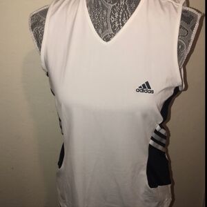 Adidas Women's White and Black Sleeveless Workout Top